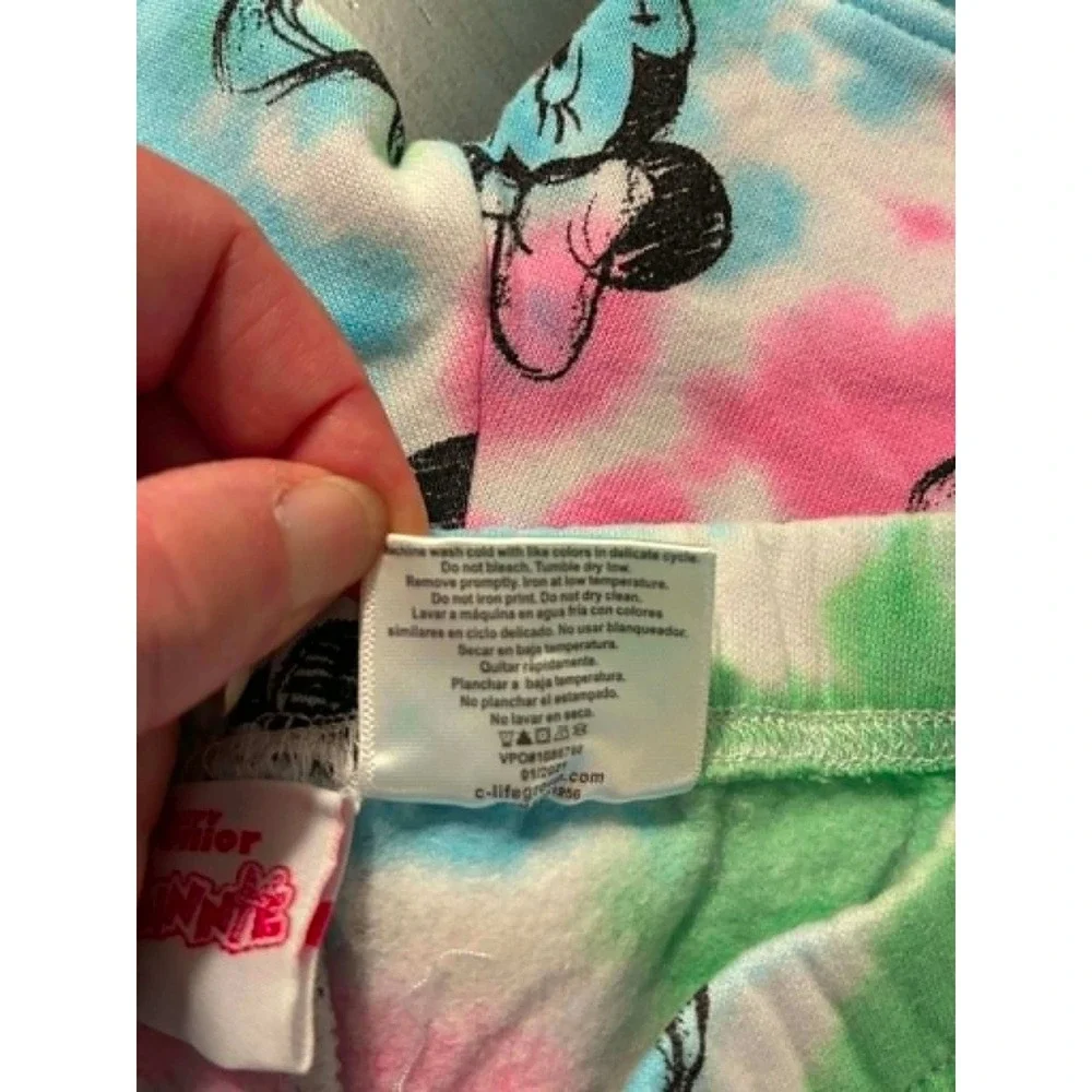 Disney Minnie Mouse 3pc Outfit Set Girls 4T Pink Green Tie Dye Excellent Hoodie